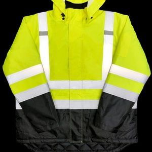 Class 3 Hi Vis Lime Parka with Black Bottom